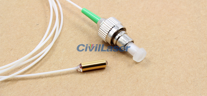 Single Core Optical Fiber Collimator Gold Plated Tube C-Lens APC Connector